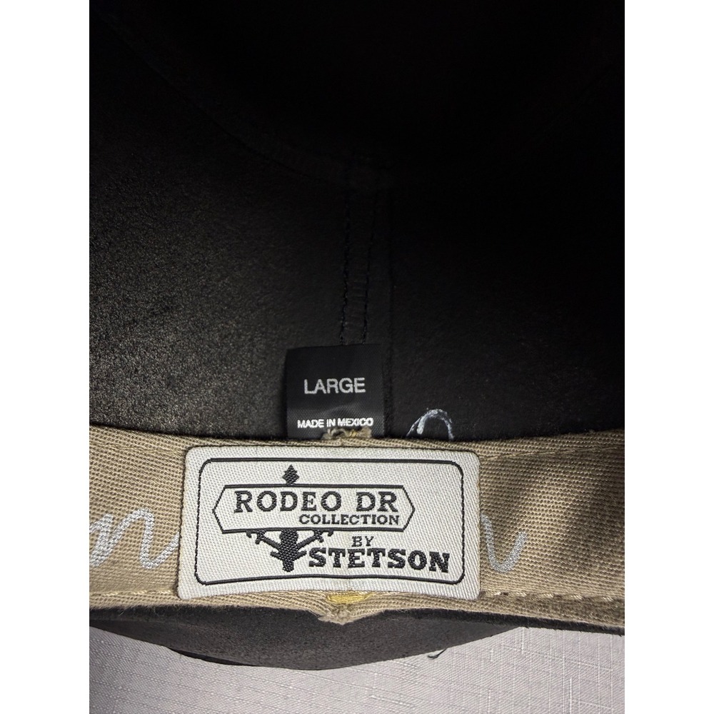 Stetson Rodeo Dr Collection Black Leather Cowboy Hat Studded Concho Large - Picture 7 of 13